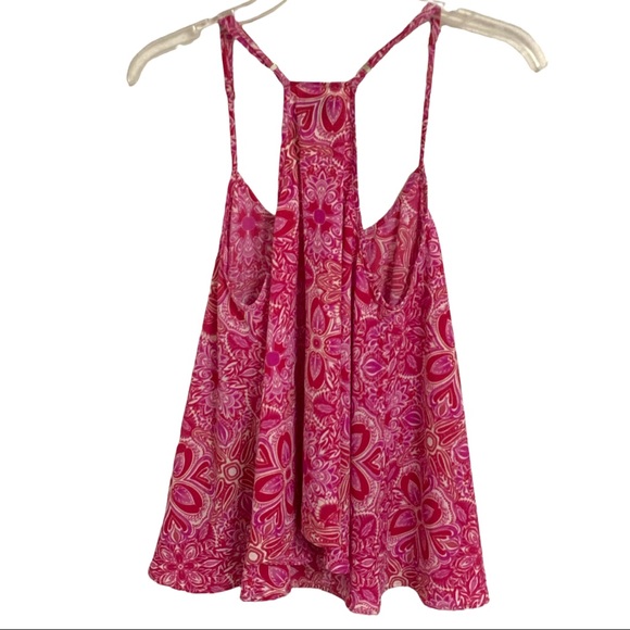 Show Me Your MuMu pink floral razor back tank top size medium - Picture 2 of 3